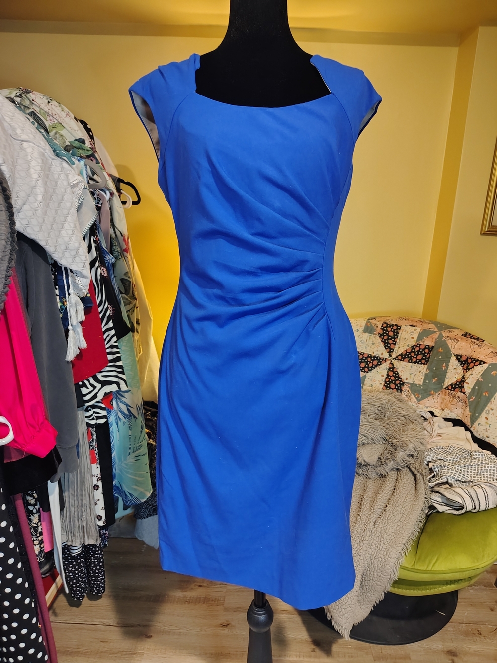 Calvin Klein Royal Blue Cap-Sleeve Sheath Dress